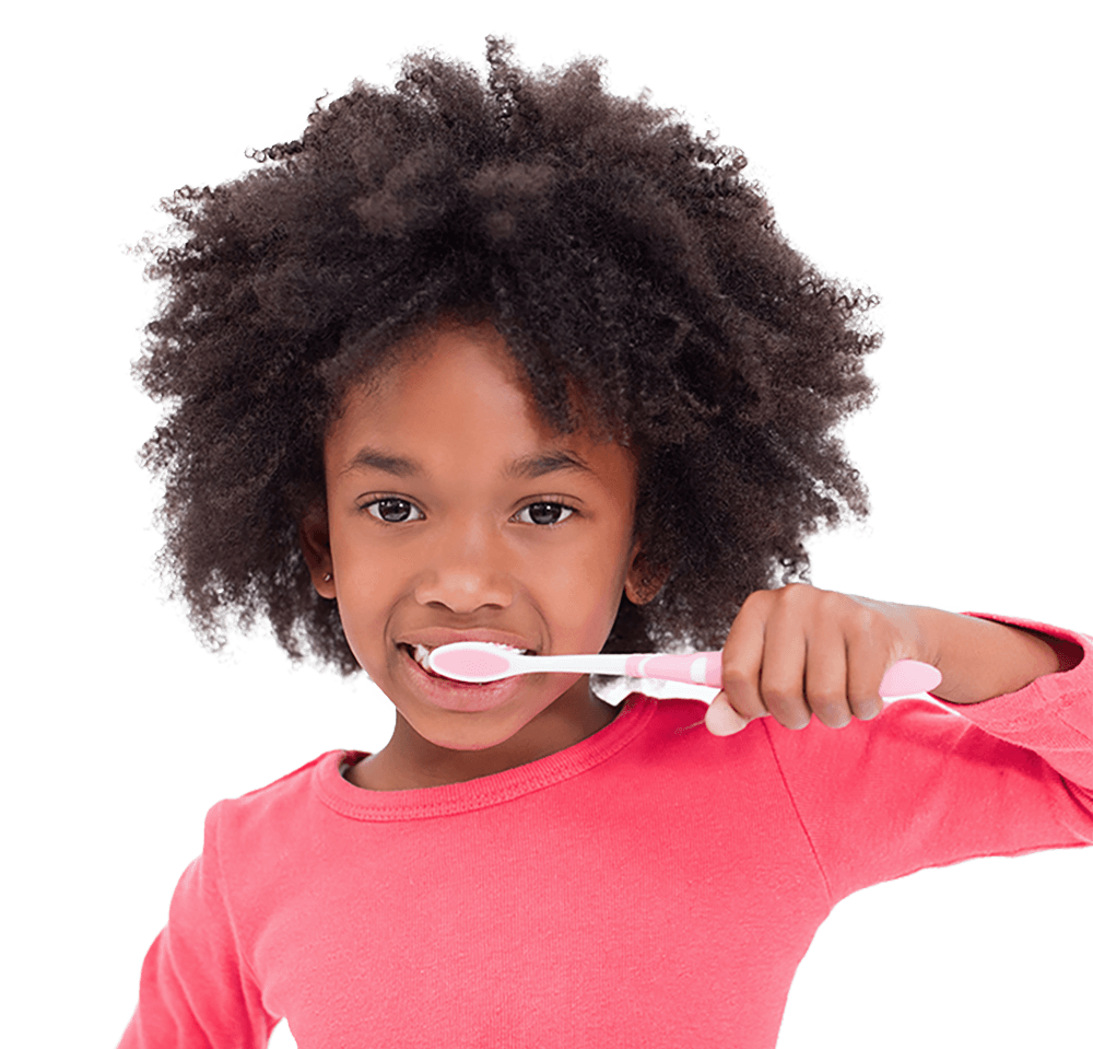 Young girl brushing teeth